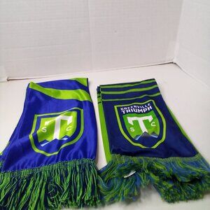 Greenville Triumph Scarf Lot of 2 FC Soccer Club Green Blue Greenville SC